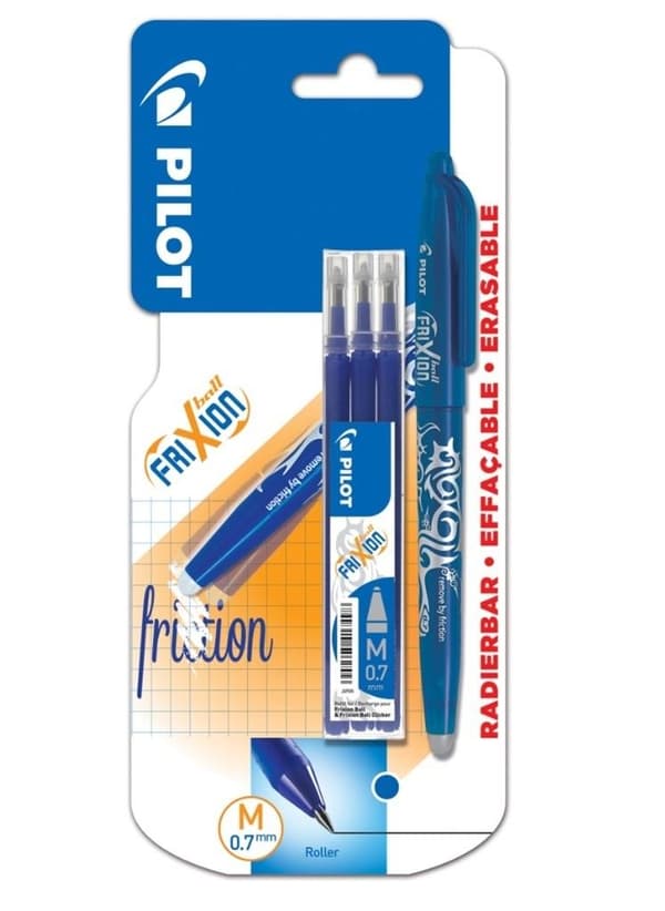 FriXion blå 0,7 rollerballpen + PILOT refills