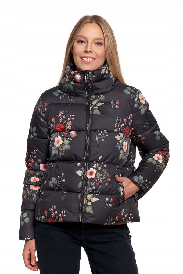 Moraj dammad jacka med högt ståkrage kort modell vinter XL