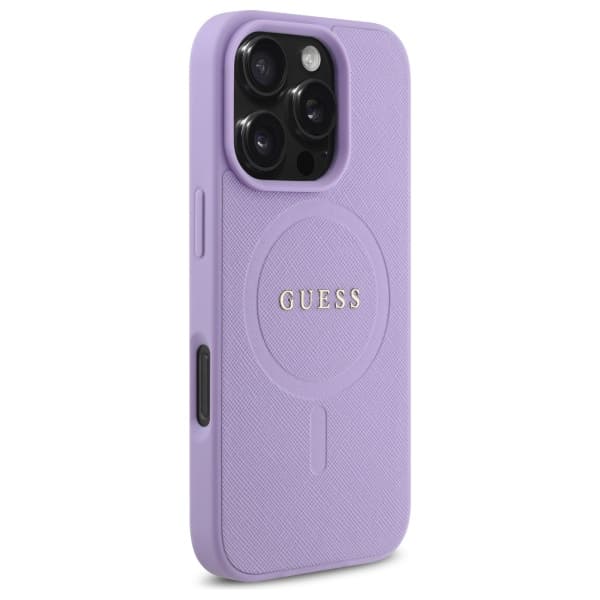 Guess Saffiano MagSafe-etui til iPhone 16 Pro Max, lilla