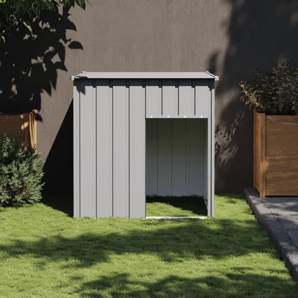 vidaXL Koirahäkki katolla harmaa 110x103x109 cm teräs