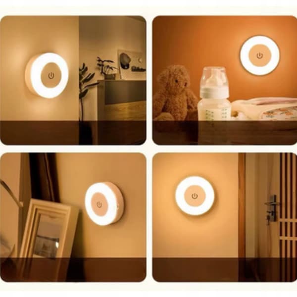 LED-NATLAMPE 3 LYSFARVEINDSTILLINGER TRÅDLØS BERØRING UNDERSKAB