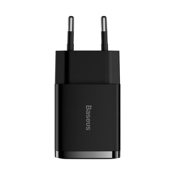 Kompakt 2x USB 10,5W sort vægoplader
