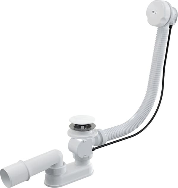 Badekarssifon, automatisk prop, hvid