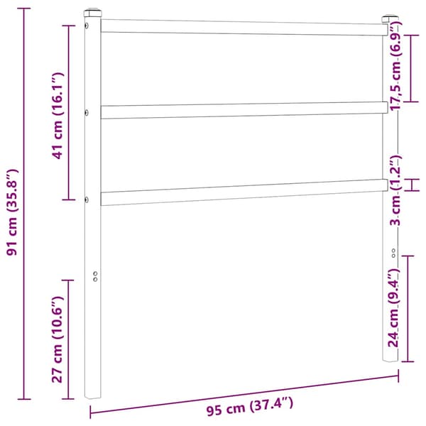 vidaXL metalsengegavl sort 90 cm