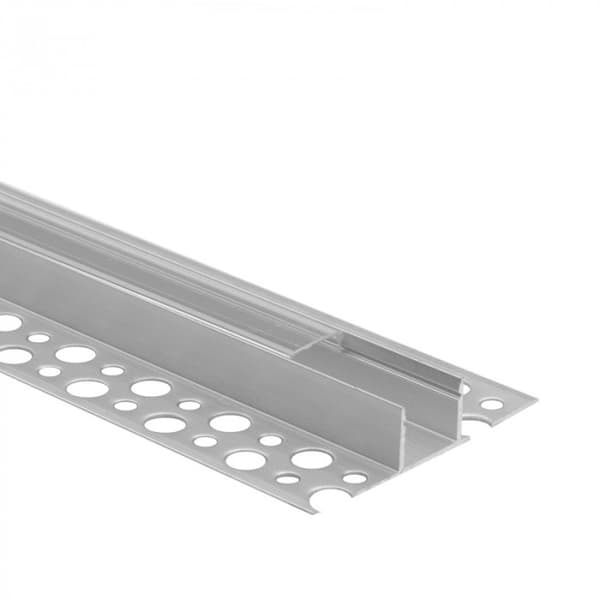 Profil til LED-strips under fliser til pap/gipsplader + transparent lampeskærm 2m
