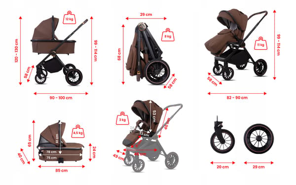 BabyLux CASTOR 2-i-1 klapvogn, gondol, let, foldbart sæt