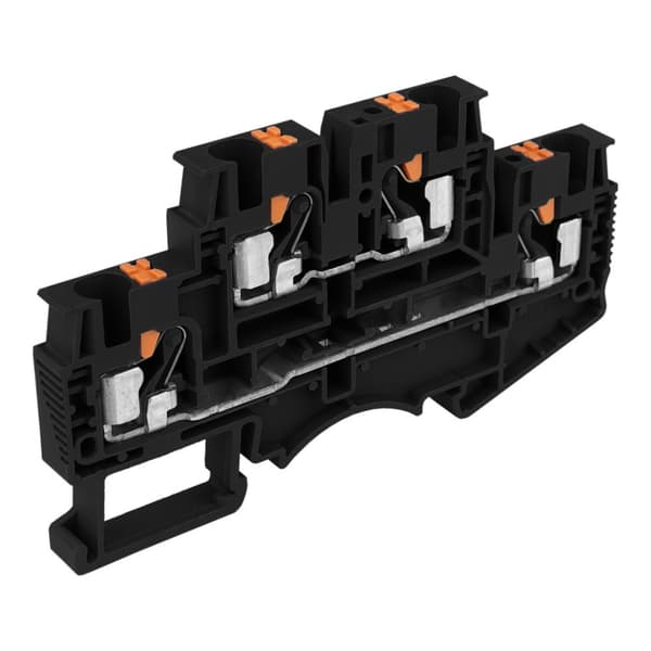 Sort 4mm2 2-niveau 4-leder klemrække