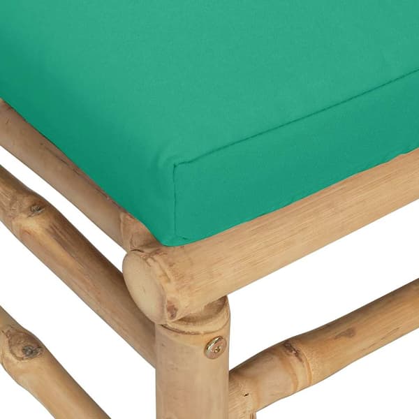 vidaXL Hörnträdgårdssoffa med gröna kuddar, bambu