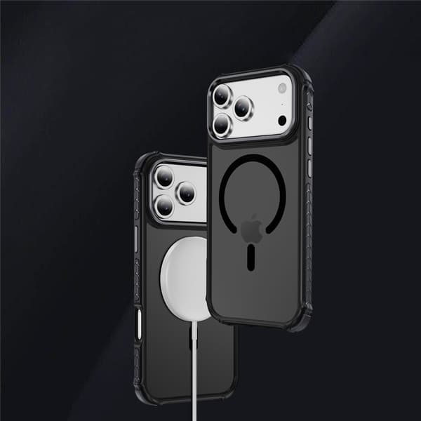 Pansret cover til iPhone 18 Pro / 17 Pro, mat cover, til MagSafe, mat med sort ramme