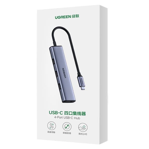 USB-C till 4x USB 3.2 HUB-splitter Silver