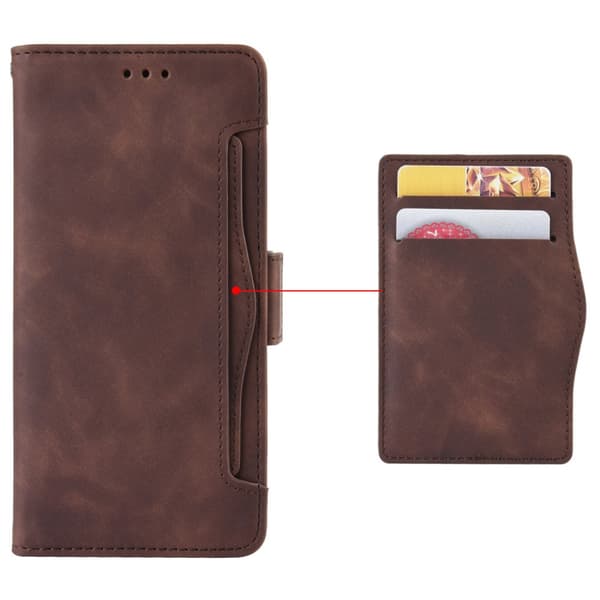 Flip-etui til Xiaomi 14T Pro, kortholder, brun