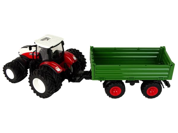 Fjernstyret traktor med trailer 1:24 rød grøn