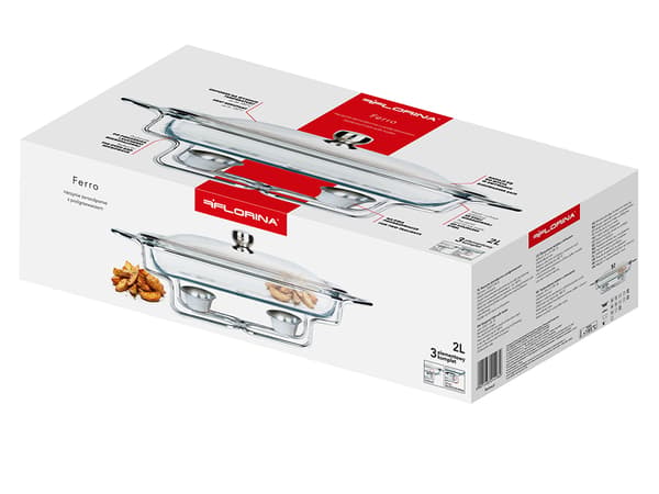 Rektangulær Ferro-gryde 35 x 21 cm, 2 l med varmelegeme