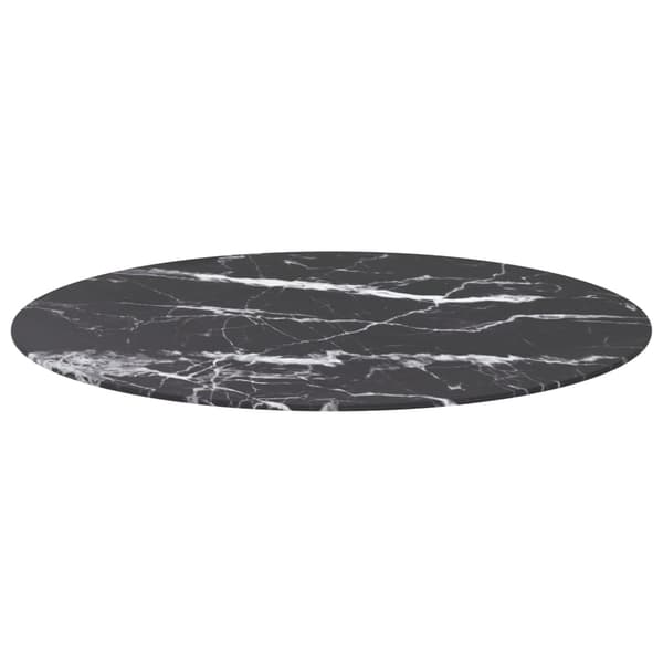 vidaXL bordplade sort Ø90x1 cm marmormønster glas