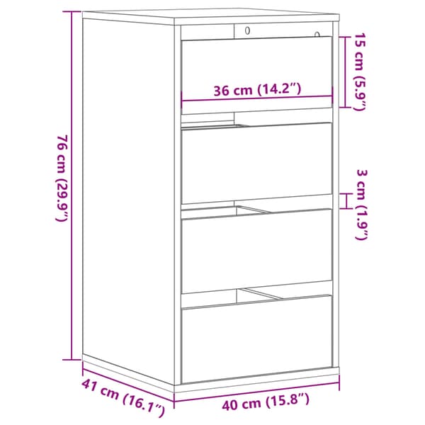 vidaXL kommode, røget eg, 40x41x76 cm, træbaseret materiale