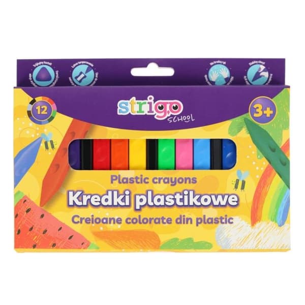 STRIGO 12-farvede trekantede plastikfarveblyanter