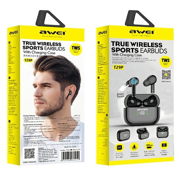 AWEI Bluetooth 5.1 T29P TWS hovedtelefoner + dockingstation sort