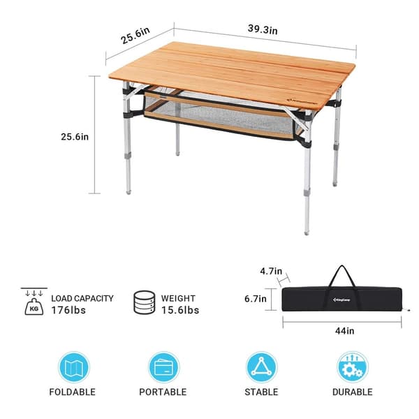 KING CAMP Campingbord i bambu 100 x 65 cm