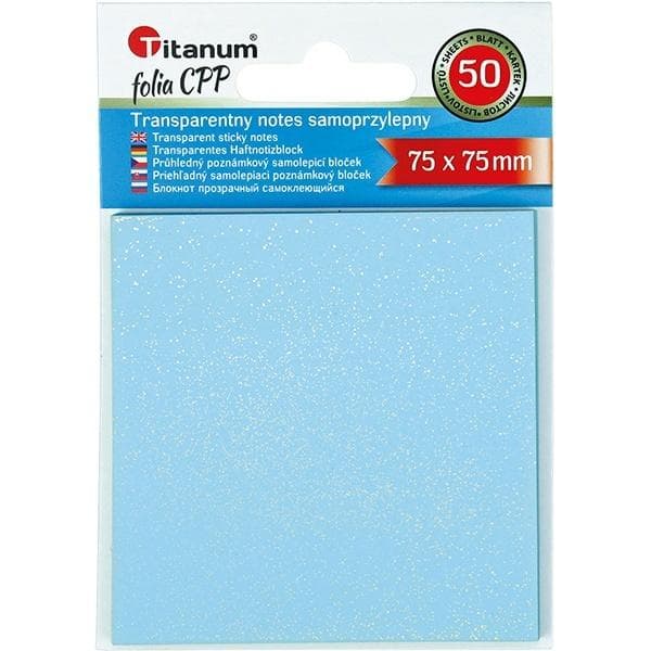 Selvklæbende transparent notesblok 75x75mm 50K
