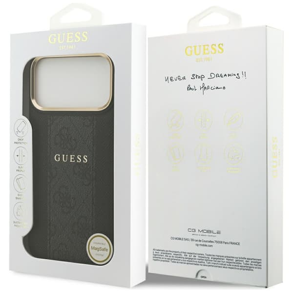 Guess 4G Stripe MagSafe-etui til iPhone 17 Pro Max, sort