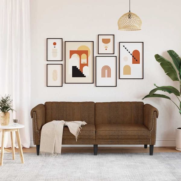 vidaXL 2-sits soffa brun konstläder