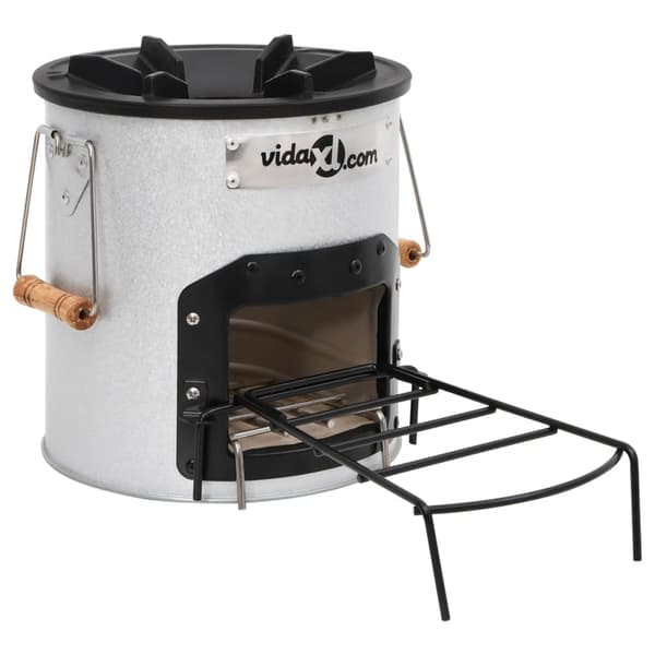 vidaXL Vedeldad campingkök silver 45x25x26 cm stål