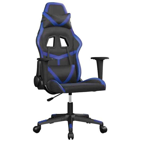 vidaXL massage-gamingstol, sort og blå, kunstlæder