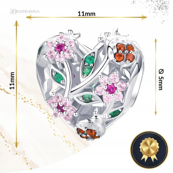 Hjertevedhæng i blomster S925 sølv 925 perle CH136