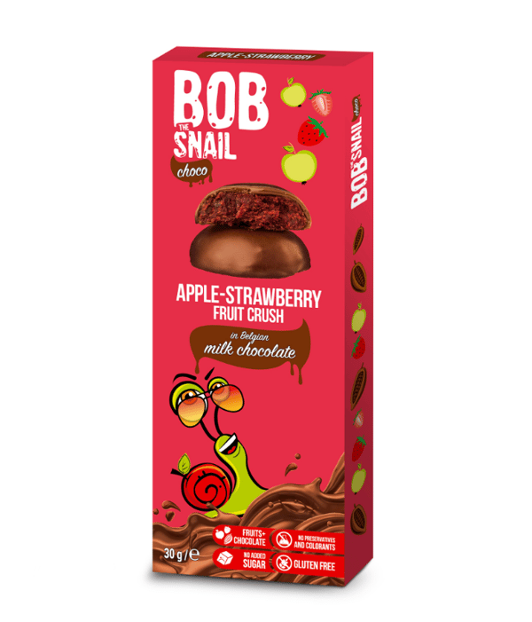 Bob Snail Æble- og Jordbærsnack i Mørk Chokolade - 30 g