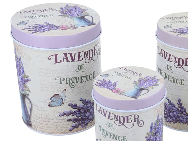 Sæt med 4 metal dåser - lavendel