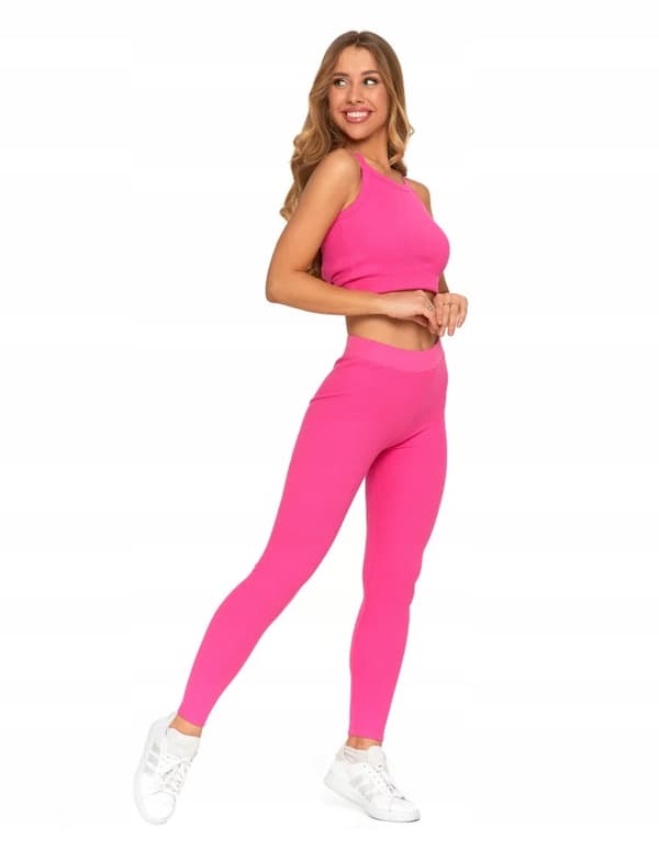 Dameleggings i bomuld med bred elastisk linning, elastisk pasform, MORAJ L FUCHSIA