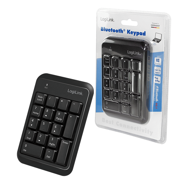 Langaton BT 5.1 -numeronäppäimistö LogiLink musta Bluetooth-näppäimistö