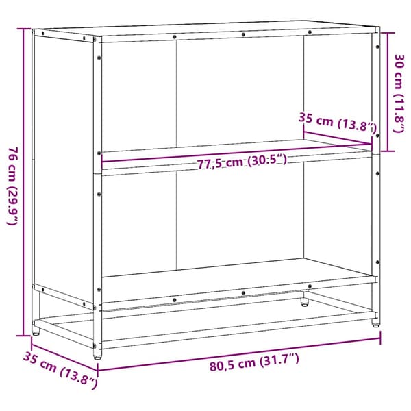 vidaXL bogreol brun eg 80,5x35x76 cm