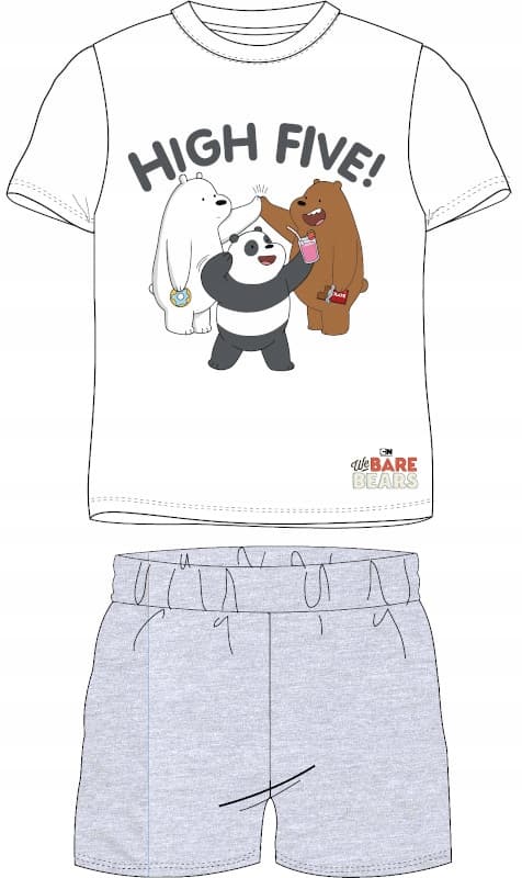 POJKPYJAMAS BETWEEN US BEARS bomull KORT ÄRMAD vit 152 D013L