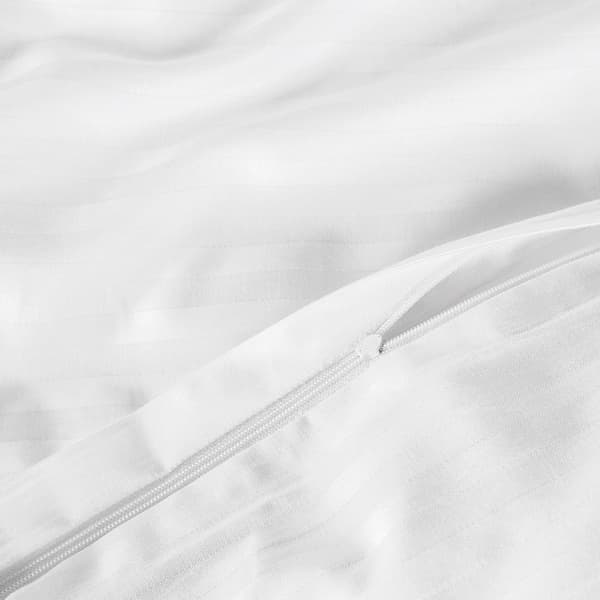 Bäddset 180x200 satin 100% BOMULL vit med klassiska ränder