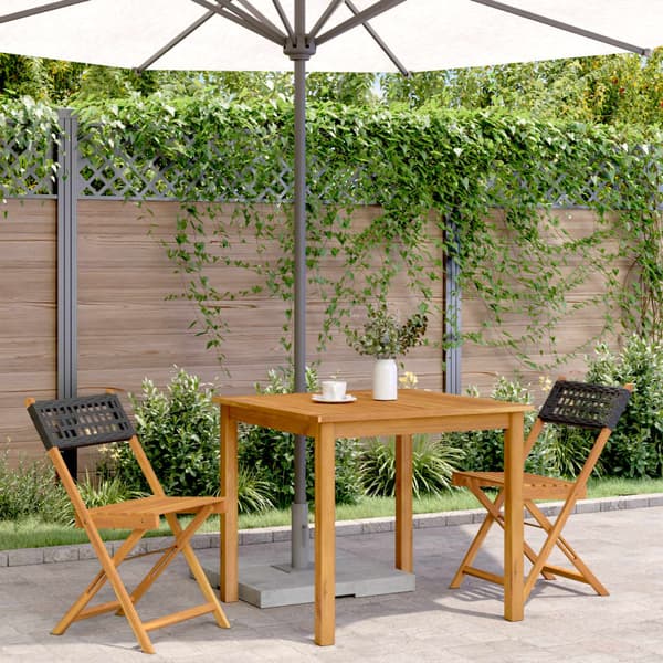 vidaXL bistrostole, sæt med 2, sort, akacietræ og polyrattan