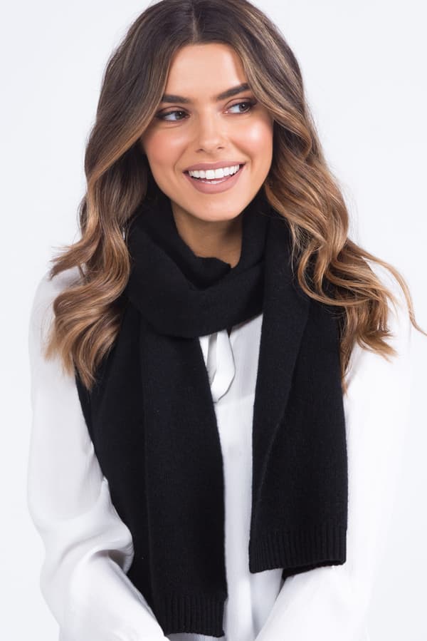 SCARF*02 dame vintertørklæde sort farve