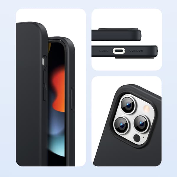 Fleksibelt silikone-cover i gummi til iPhone 13 Pro, sort