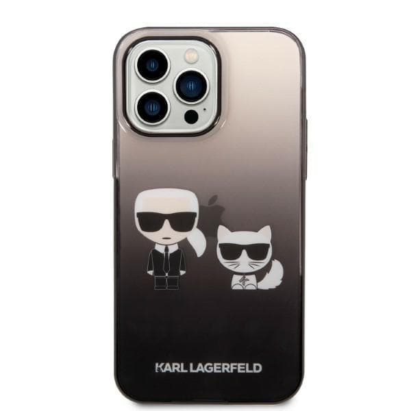 Karl Lagerfeld Ikonik Karl & Choupette-etui til iPhone 14 Pro, sort