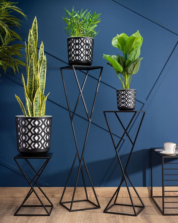 Moderni LOFT musta kukkateline 100 cm