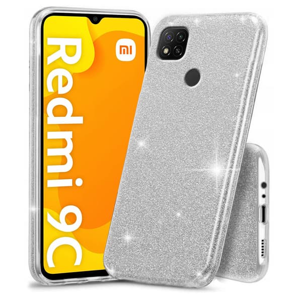 Glitteretui til Xiaomi Redmi 9C, Sølv