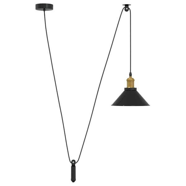 vidaXL Højdejusterbar pendellampe E27 blank sort metal