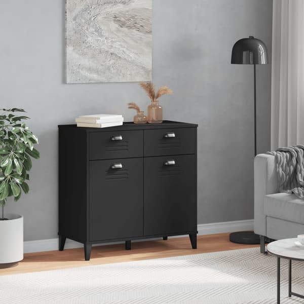 vidaXL VIKEN skab, sort, 80x40x80 cm, træbaseret materiale