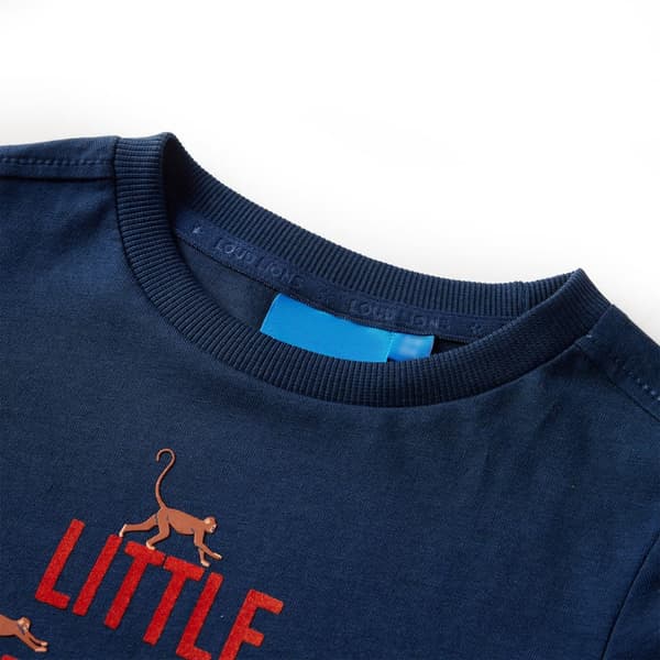Barn långärmad T-shirt, marinblå, 92