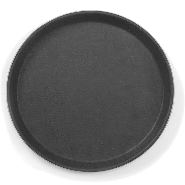Rund, halkfri serveringbricka, diameter 35 cm - svart