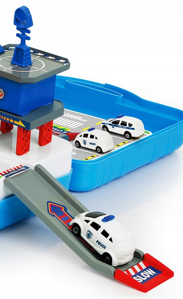 Polisparkering, resväska, garage, polisbil med 40 element