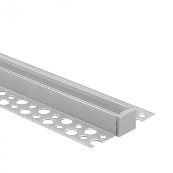 Profil til LED-strips under fliser til pap/gipsplader + transparent lampeskærm 2m