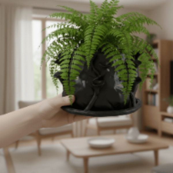 Moderne sort svampeformet urtepotte til planter i kunstnerisk stil