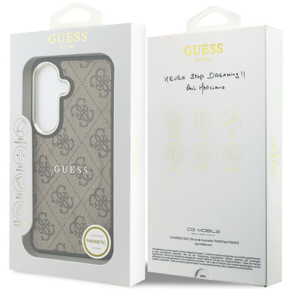 Guess 4G Embossed Ring MagSafe-etui til Galaxy S26 Plus brunt