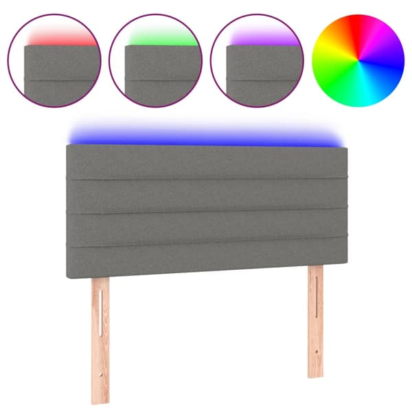 vidaXL Sänggavel med LED mörkgrå 80x5x78/88 cm tyg